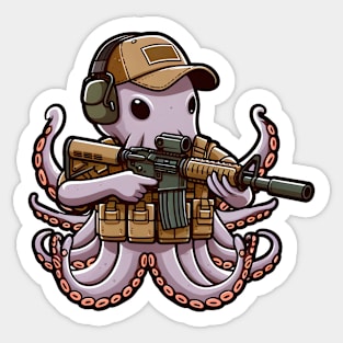 Tactical Octopus Adventure Tee: Where Intelligence Meets Style Sticker